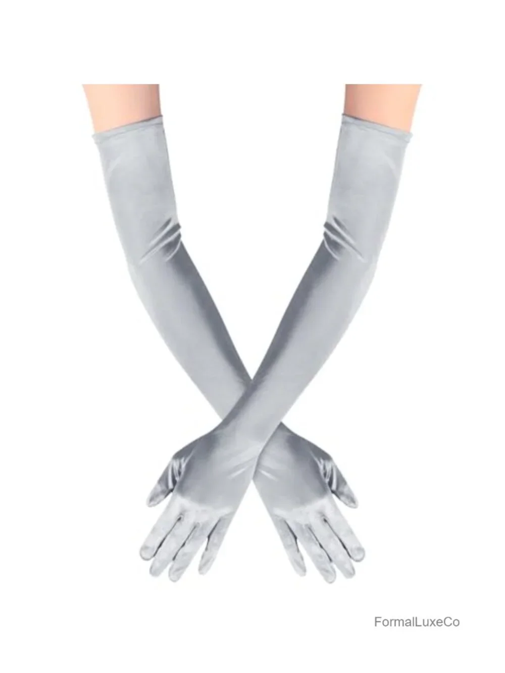 Satin Opera Gloves Elbow Length 21 Inches Stretchy Nylon Spandex Party Wedding